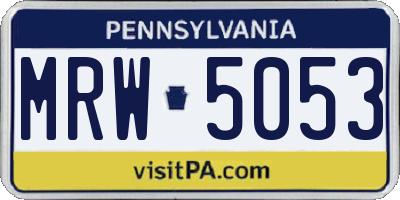 PA license plate MRW5053