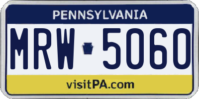 PA license plate MRW5060