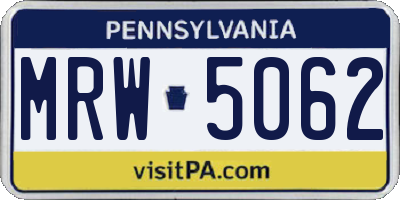 PA license plate MRW5062