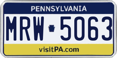 PA license plate MRW5063