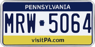 PA license plate MRW5064