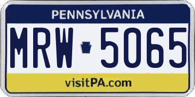 PA license plate MRW5065