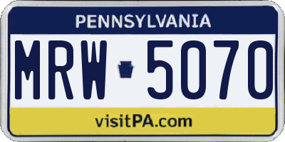 PA license plate MRW5070