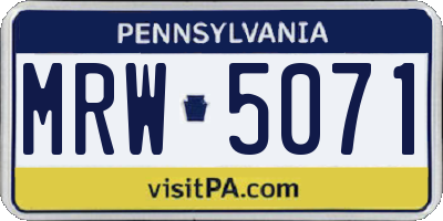 PA license plate MRW5071