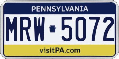 PA license plate MRW5072