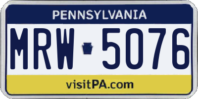PA license plate MRW5076
