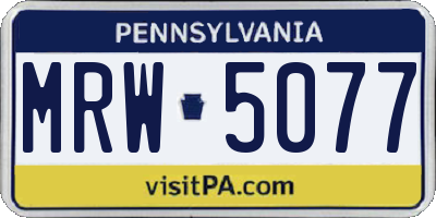 PA license plate MRW5077