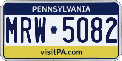 PA license plate MRW5082