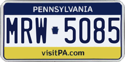 PA license plate MRW5085