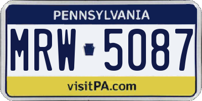 PA license plate MRW5087