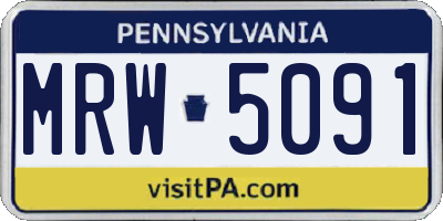 PA license plate MRW5091
