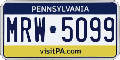 PA license plate MRW5099