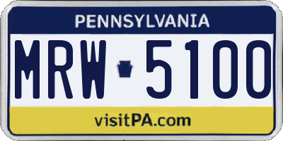 PA license plate MRW5100