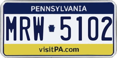PA license plate MRW5102