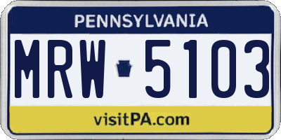 PA license plate MRW5103