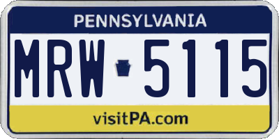 PA license plate MRW5115