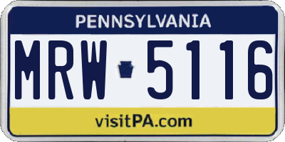PA license plate MRW5116