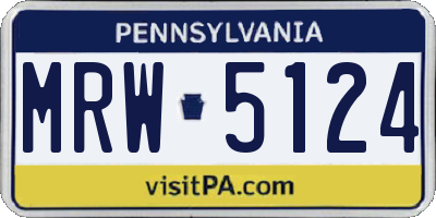 PA license plate MRW5124
