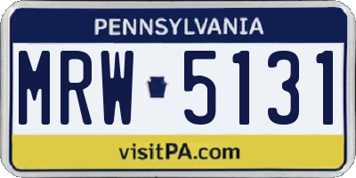PA license plate MRW5131