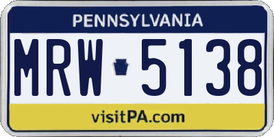 PA license plate MRW5138