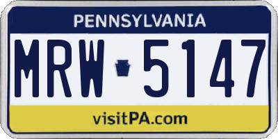 PA license plate MRW5147