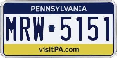 PA license plate MRW5151