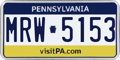 PA license plate MRW5153