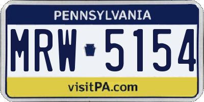 PA license plate MRW5154