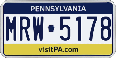PA license plate MRW5178