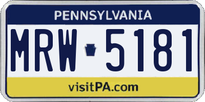 PA license plate MRW5181
