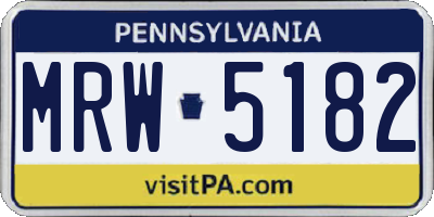 PA license plate MRW5182