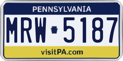 PA license plate MRW5187