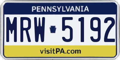 PA license plate MRW5192