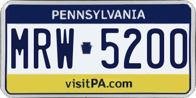 PA license plate MRW5200