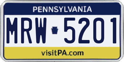 PA license plate MRW5201