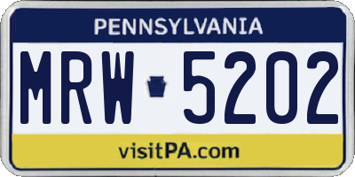 PA license plate MRW5202