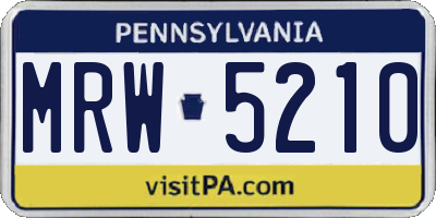 PA license plate MRW5210