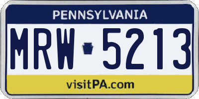 PA license plate MRW5213
