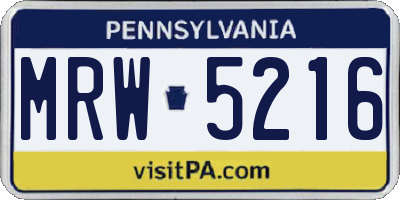 PA license plate MRW5216