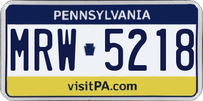PA license plate MRW5218