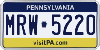 PA license plate MRW5220