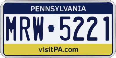 PA license plate MRW5221