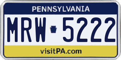 PA license plate MRW5222