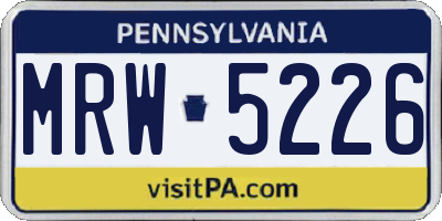 PA license plate MRW5226