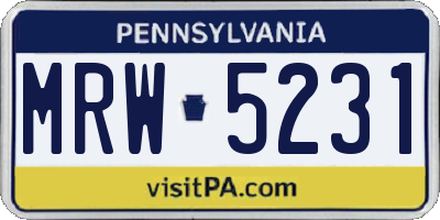 PA license plate MRW5231