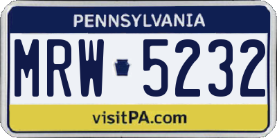PA license plate MRW5232
