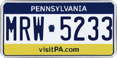 PA license plate MRW5233