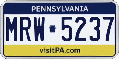 PA license plate MRW5237