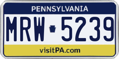 PA license plate MRW5239