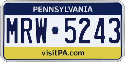 PA license plate MRW5243